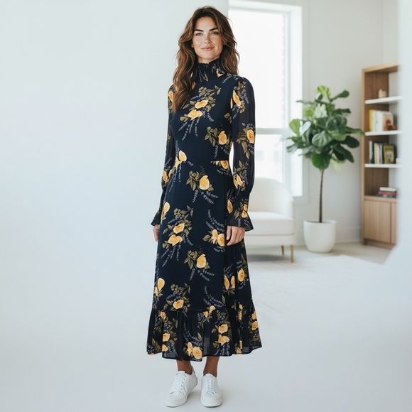 Reformation Dresses & Skirts - REFORMATION Dress Size 2 Long Sleeves 100% Viscose turtleneck Long sleeves
